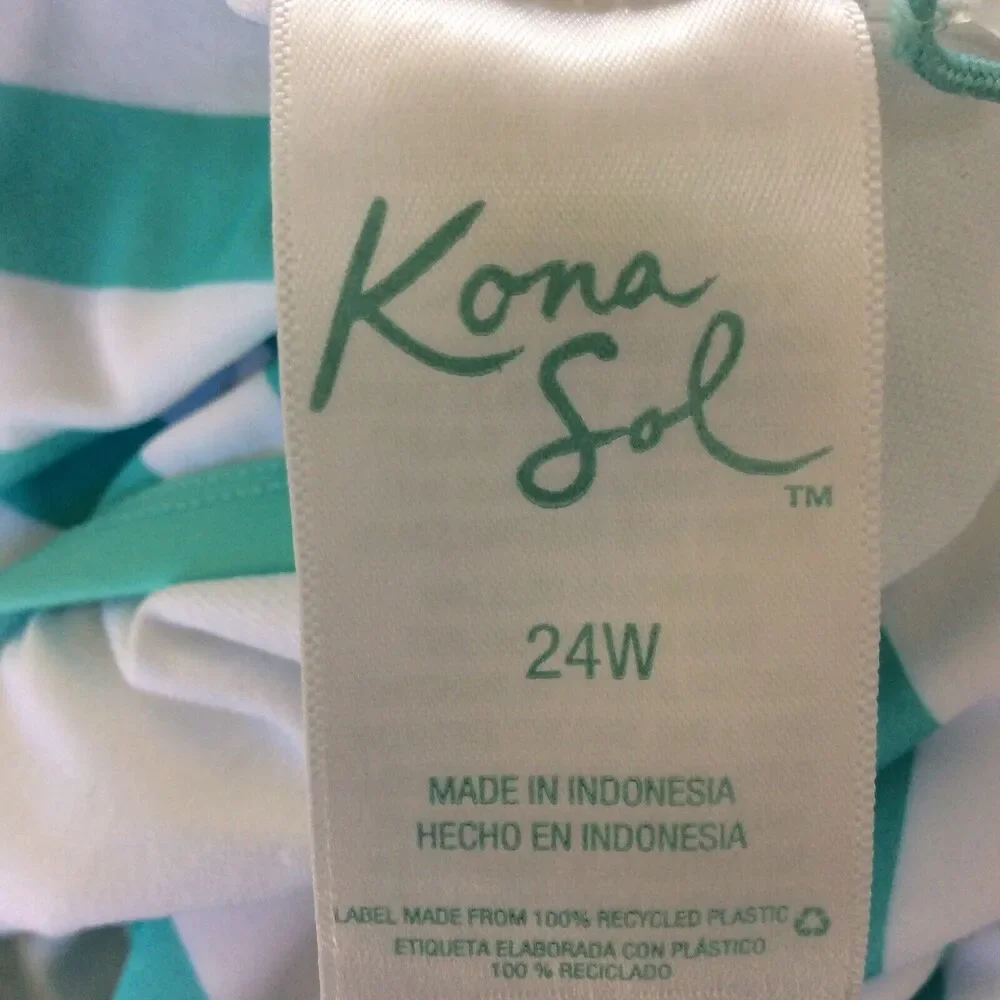 Kona Sol Swim One Piece Swimsuit Ruched Striped Summer Beach